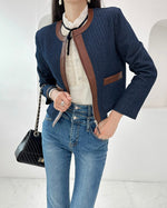 NK292 針織拼皮革正肩夾克