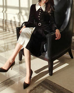 NK300 絲絨珍珠連身裙