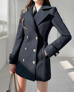 NK359 英倫風孖襟大衣