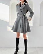 NK358 拼色修身A字大衣