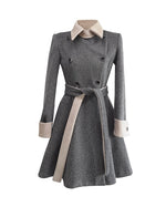 NK358 拼色修身A字大衣