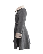 NK358 拼色修身A字大衣