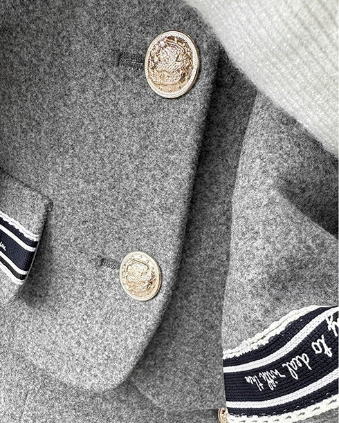 NK357 抓絨外套百褶裙套裝