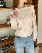 NK362 露肩圓領毛衣