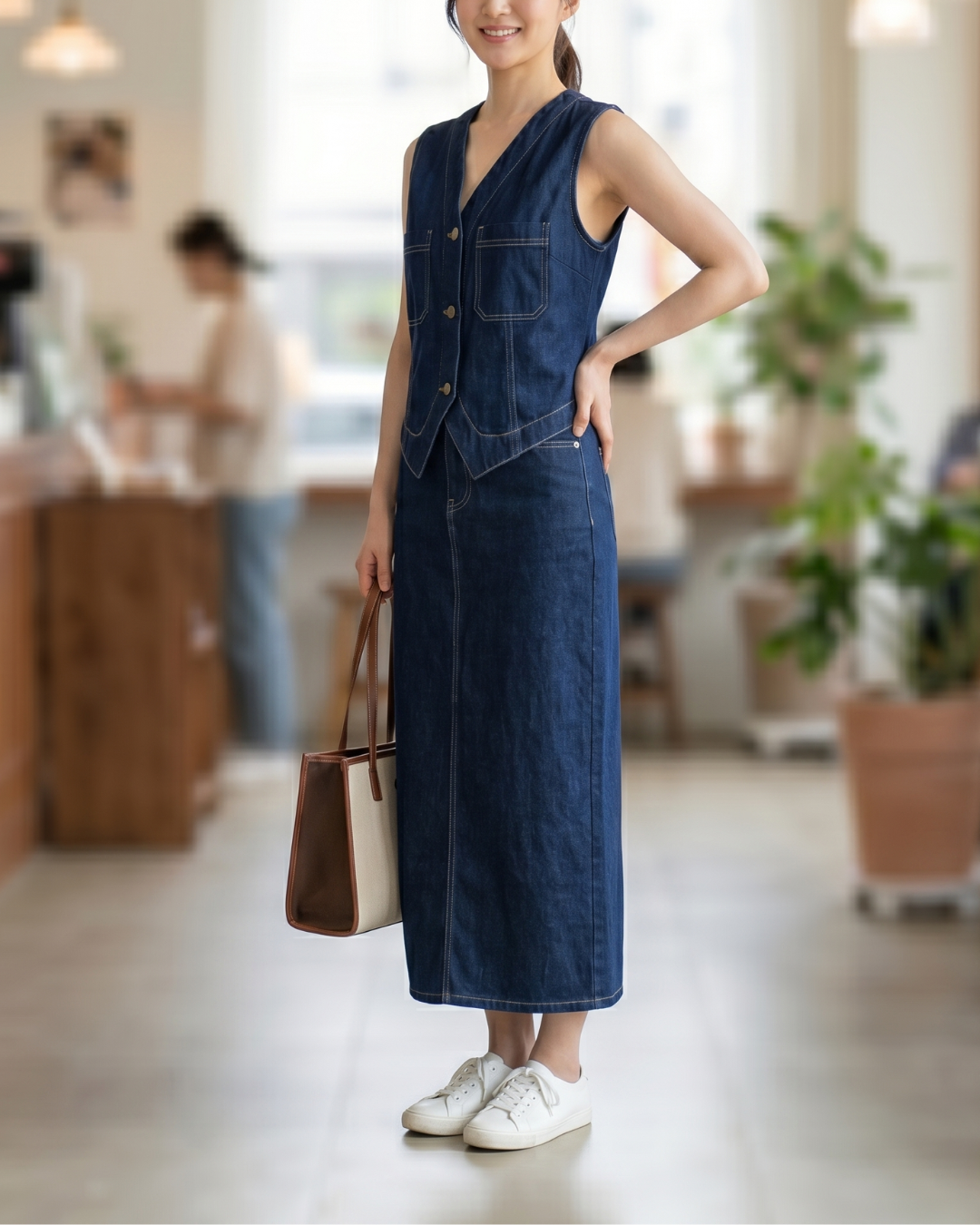 NK554 牛仔背心長裙套裝