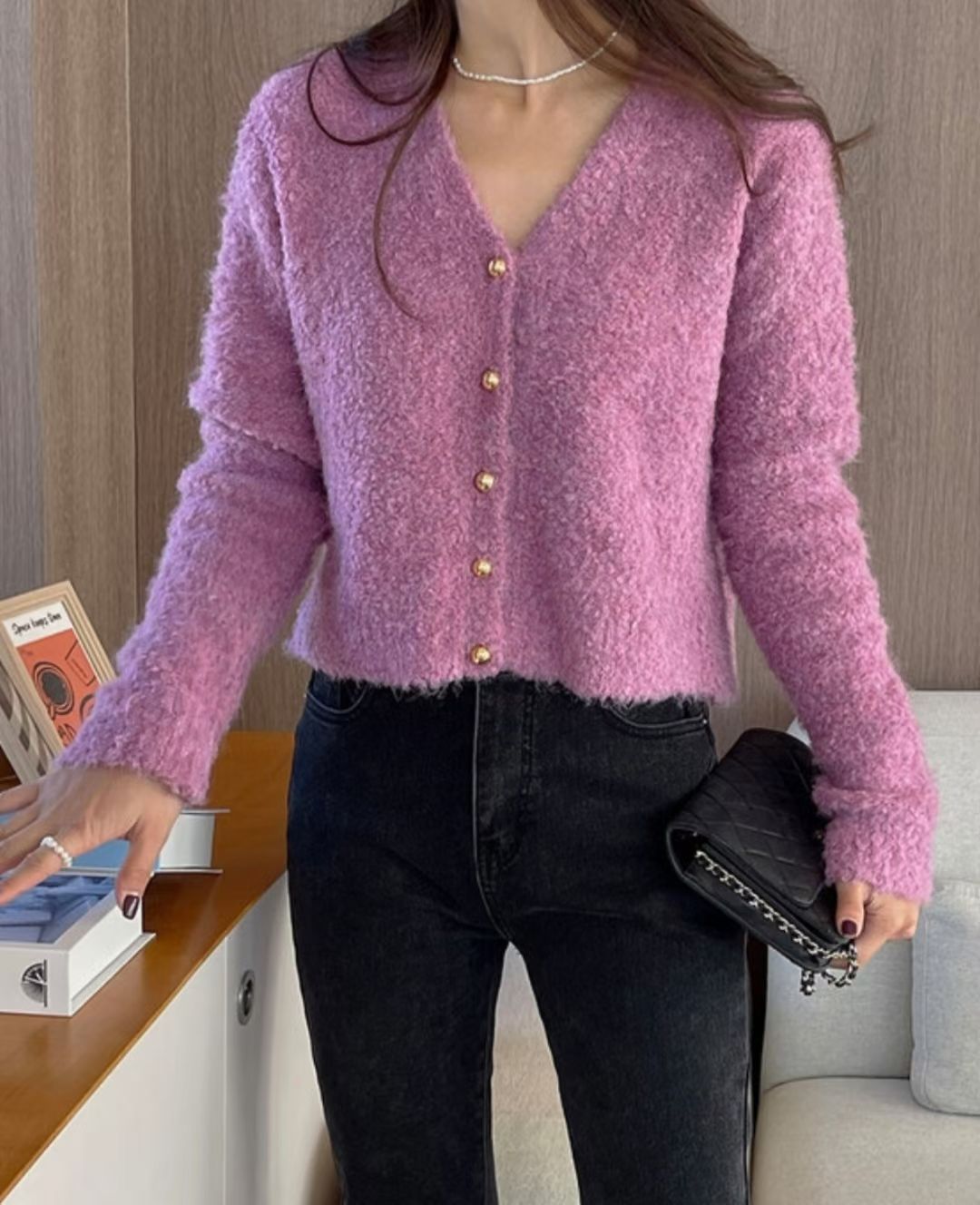 NK449 毛粒絨針織外套