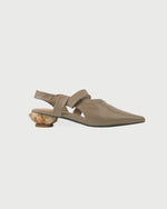 NH629 LEATHER LAB Cleo・Pointed Crepe Draped Marble Heel Slingback