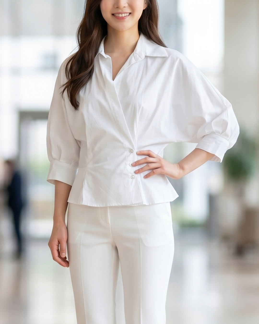 NH285 slim waist straight shirt