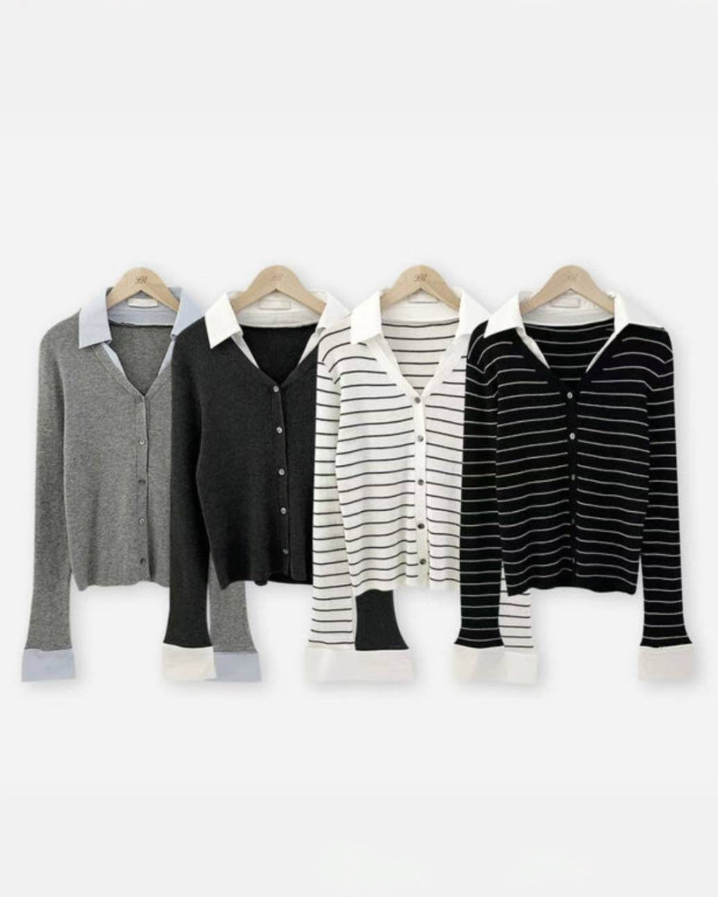 NK272 針織拼接開襟上衣