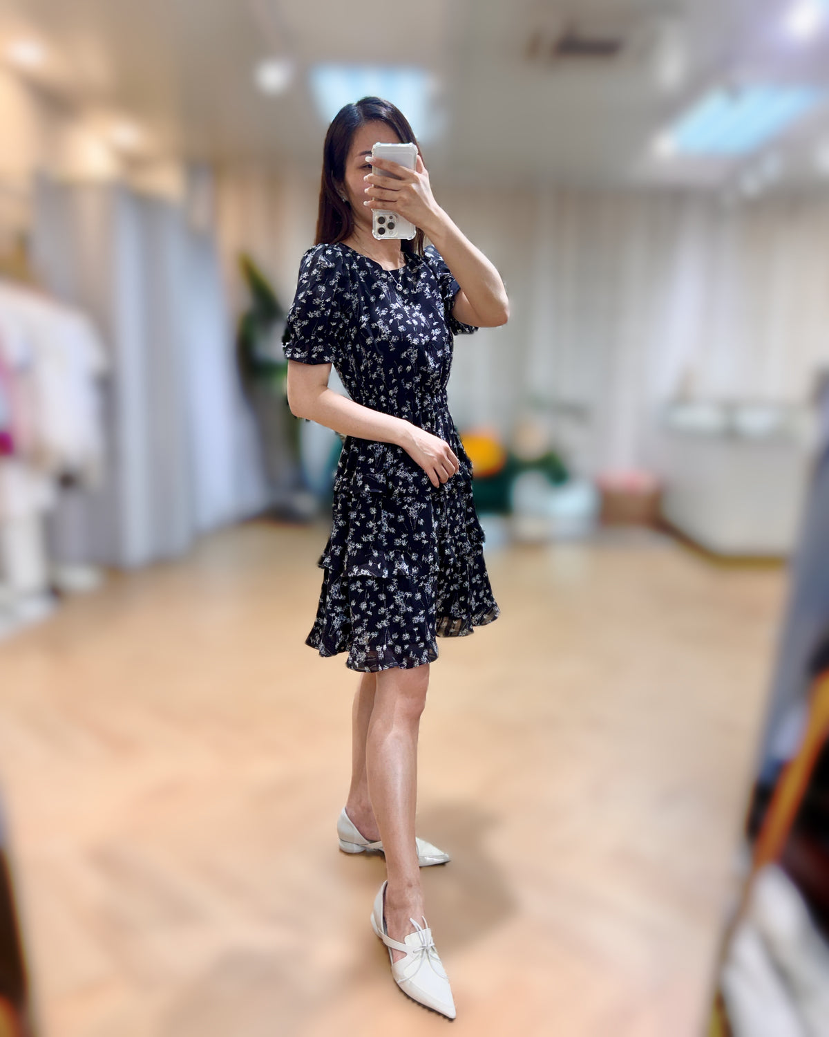 NK076 碎花橡筋腰連身裙