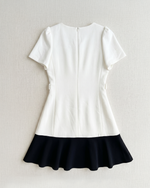 NK546 撞色收腰連衣裙(連腰帶)