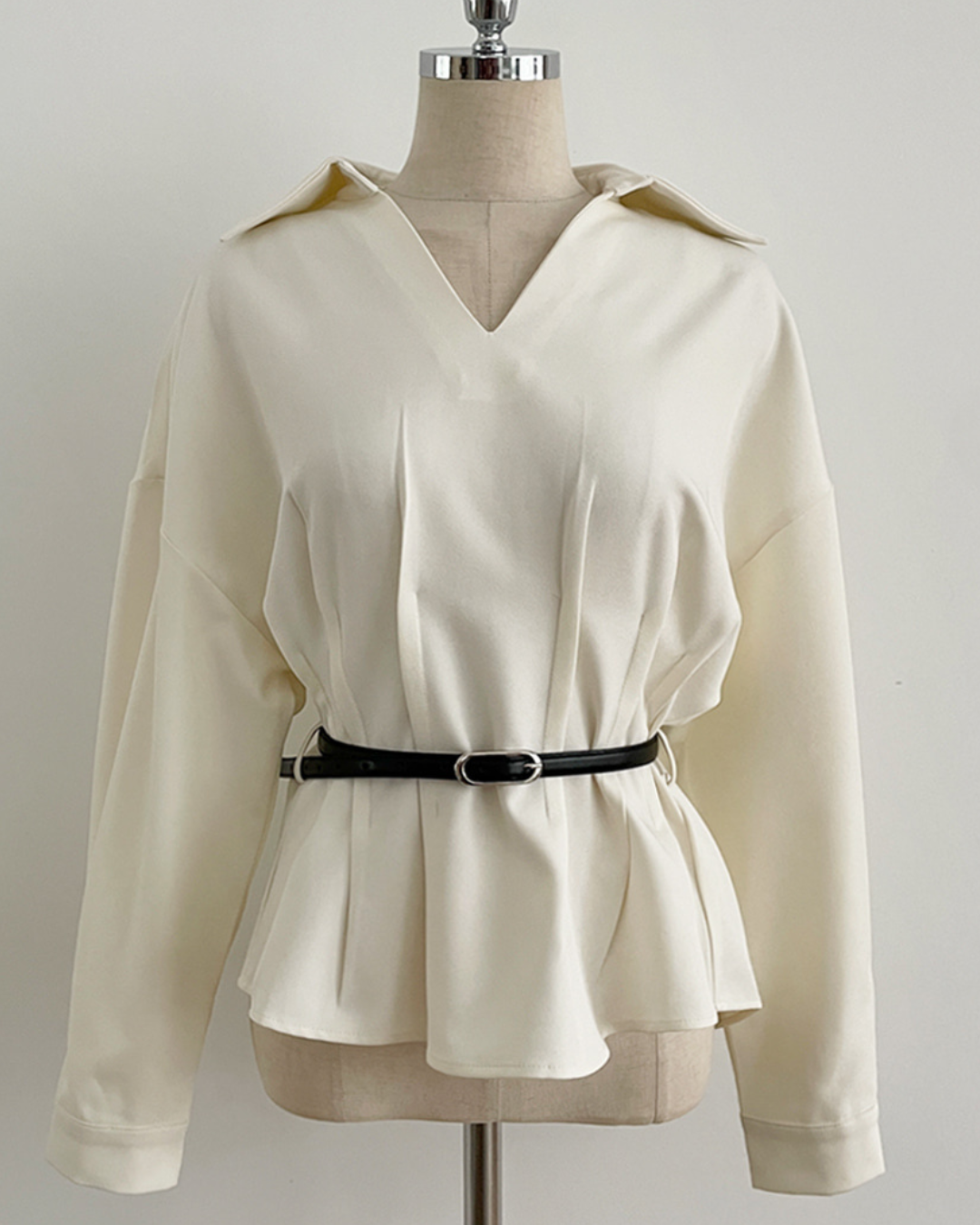 NK480 V領腰褶上衣(含腰帶)