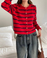 NK363 條子毛衣開襟外套