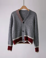 NK275 羊毛混紡拼色針織外套