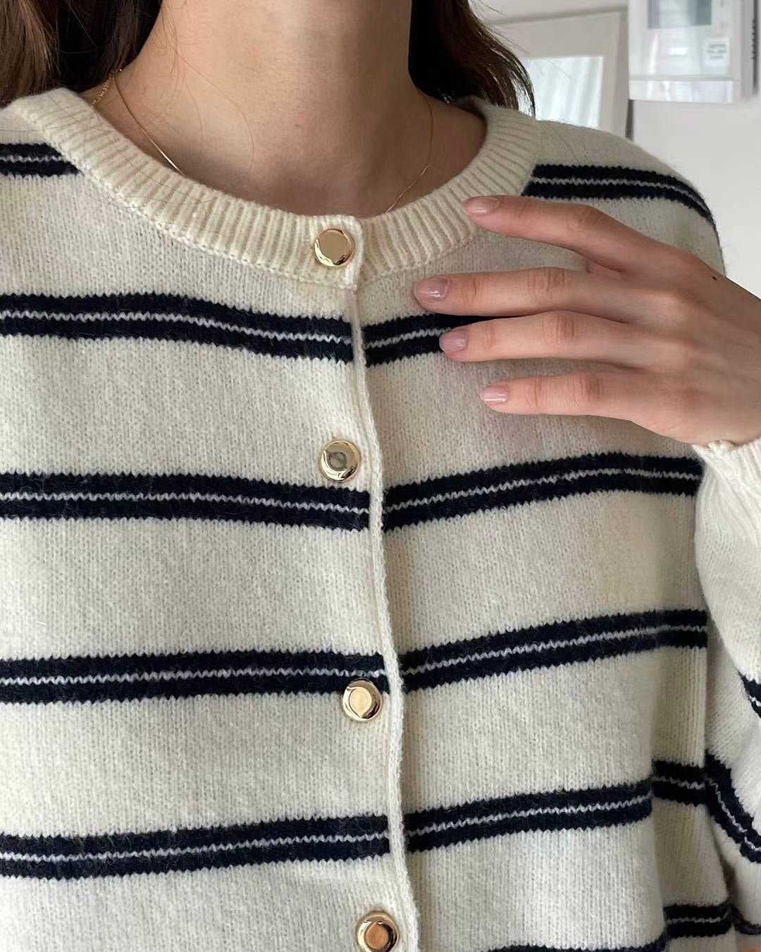 NK363 條子毛衣開襟外套