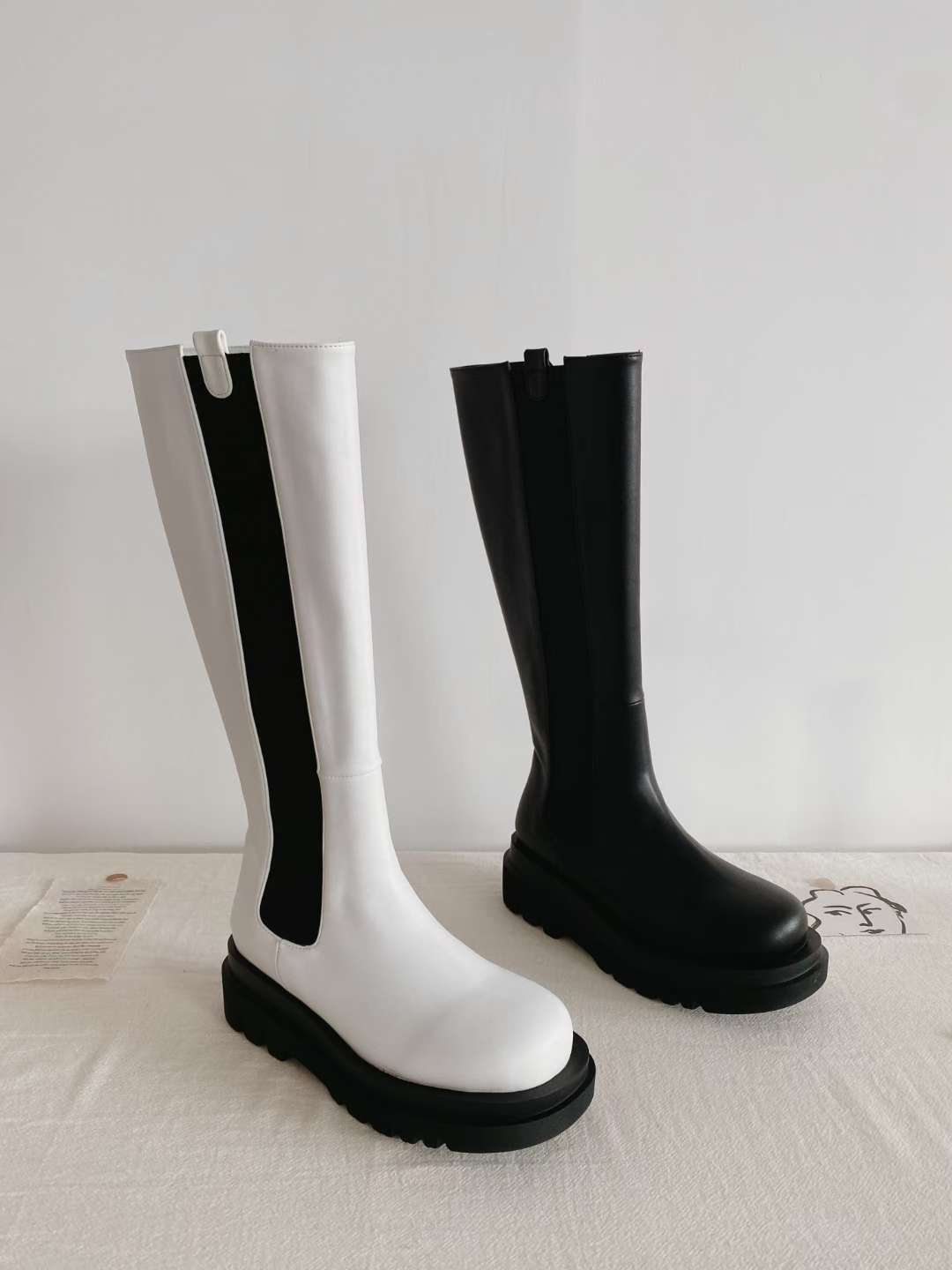 NK408 真皮彈力長筒靴