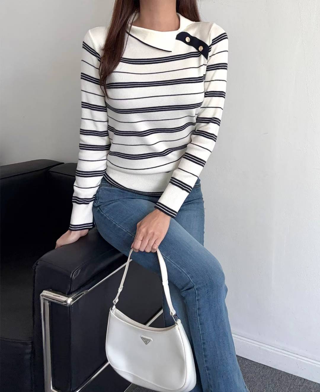 NK448 條子側領口上衣