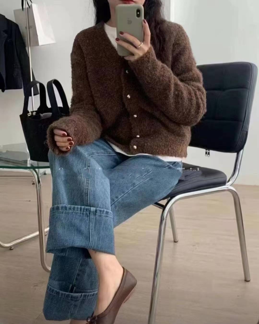 NK449 毛粒絨針織外套