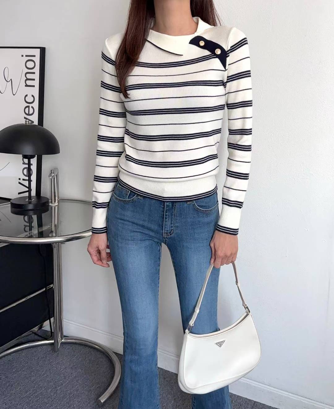 NK448 條子側領口上衣