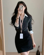 NK272 針織拼接開襟上衣