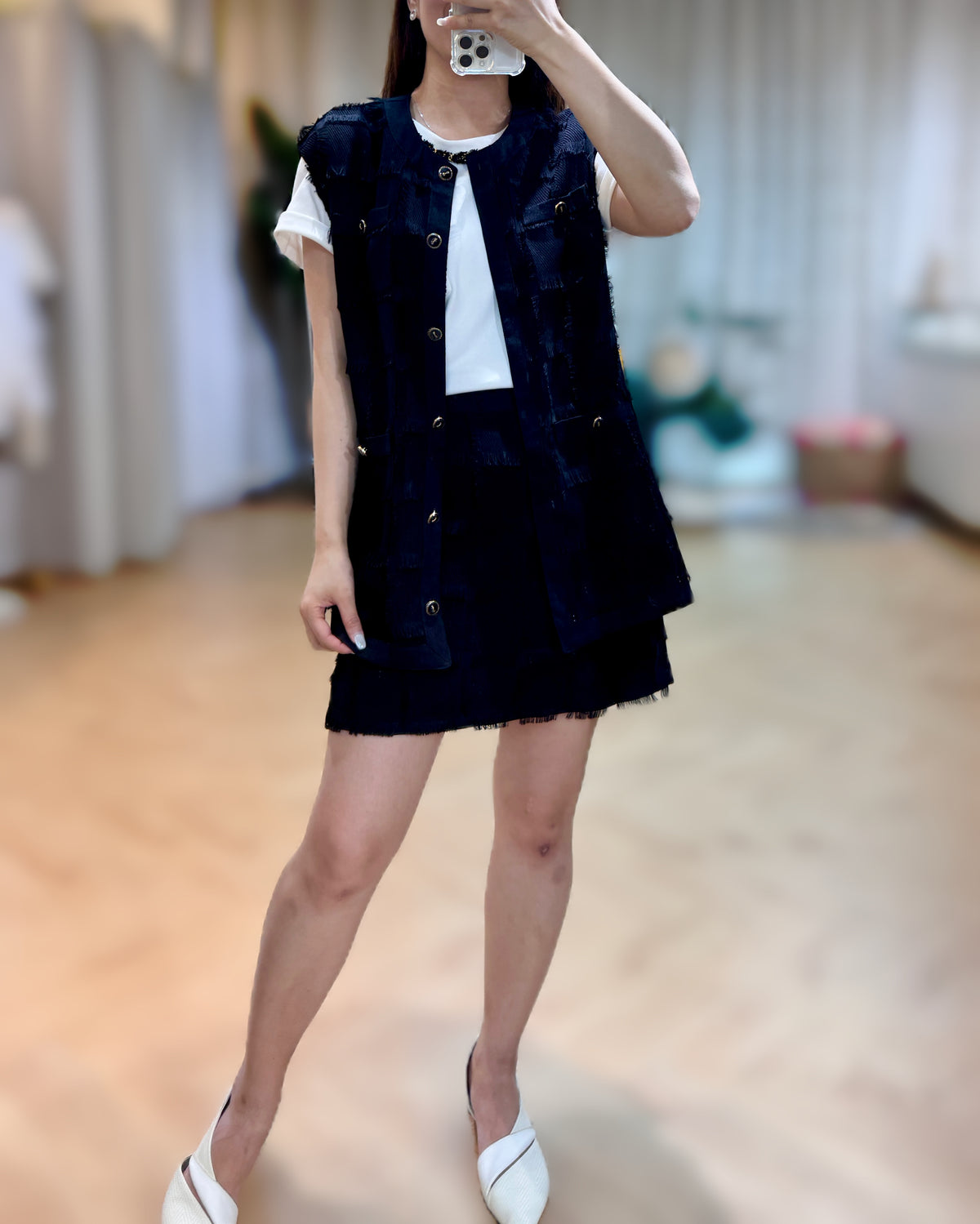NK084 小香風格子背心套裝