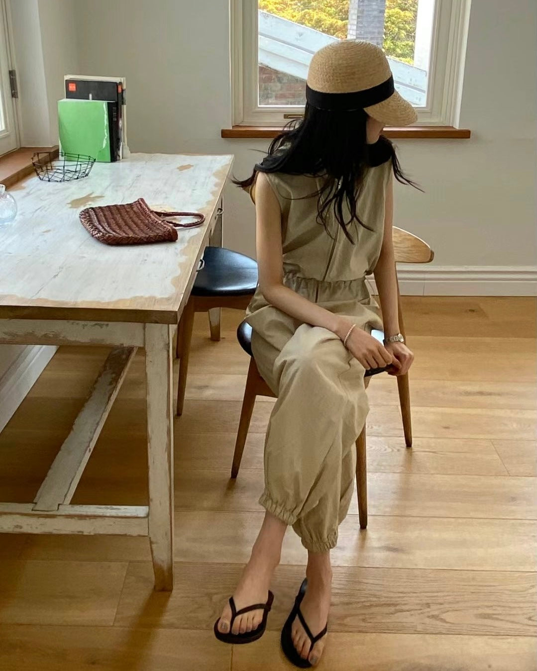 NK069 束腰休閒連身褲