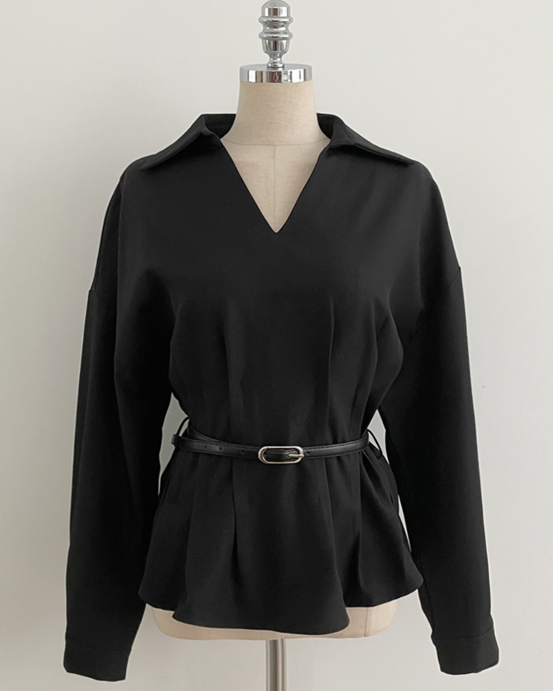 NK480 V領腰褶上衣(含腰帶)