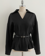 NK480 V領腰褶上衣(含腰帶)