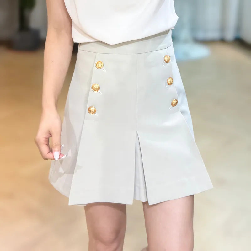 NH598 Double-row gold button pleated culottes