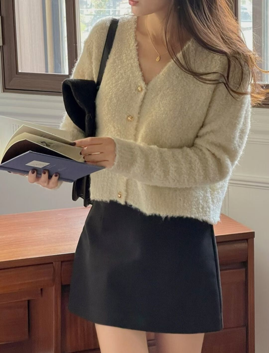 NK449 毛粒絨針織外套