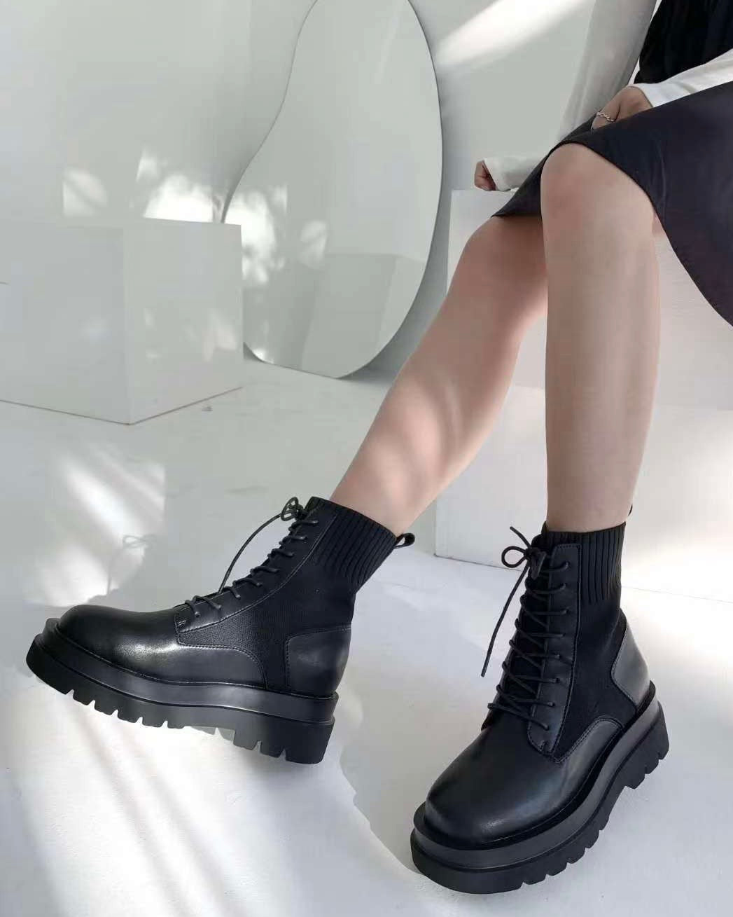 NK309 內增高綁帶軍Boot