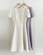 NK523D 法式V領收腰連身裙