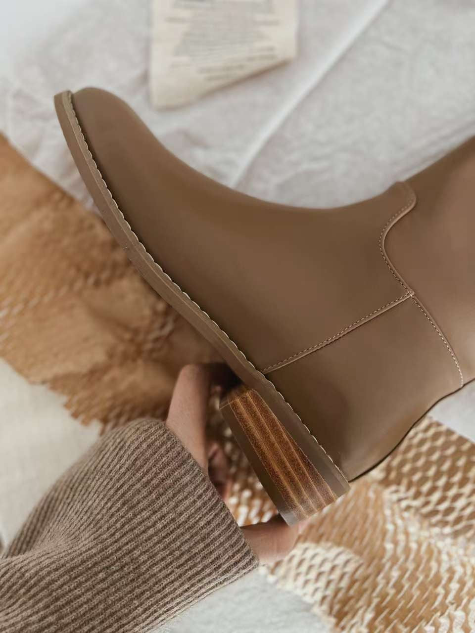 NK374 麂皮金屬扣騎士靴