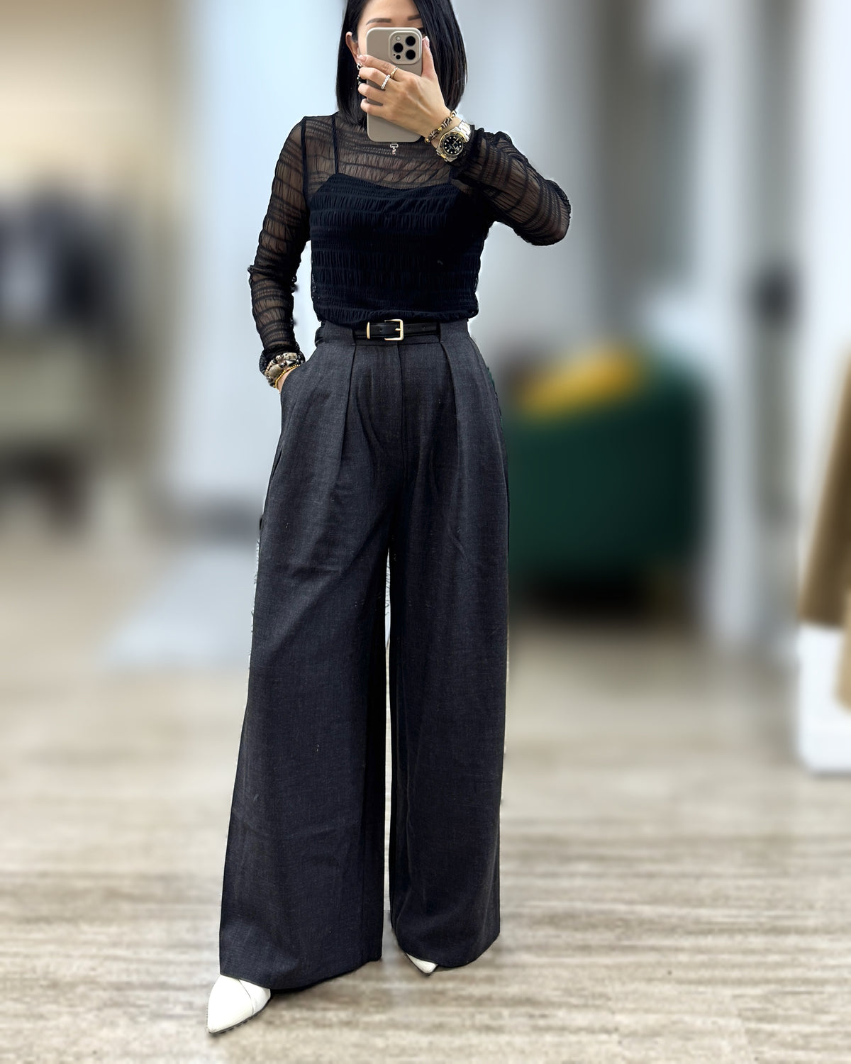 NK392 荷葉邊百摺 Lace上衣