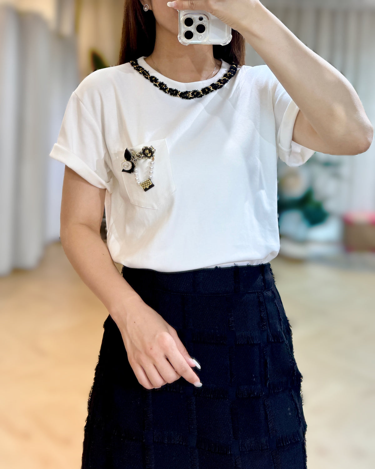 NK085 小香風彈性棉Tee