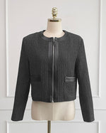 NK292 針織拼皮革正肩夾克