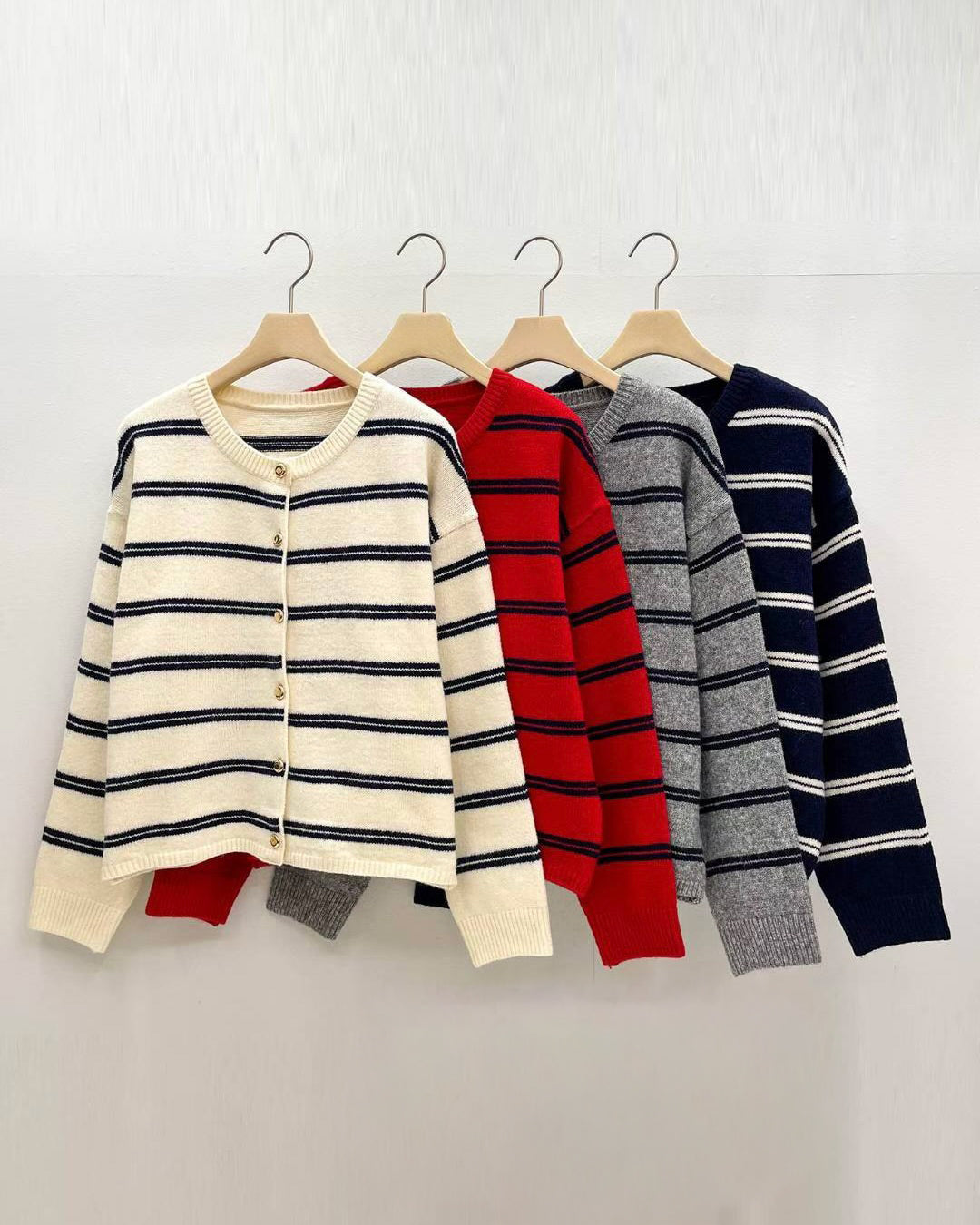 NK363 條子毛衣開襟外套