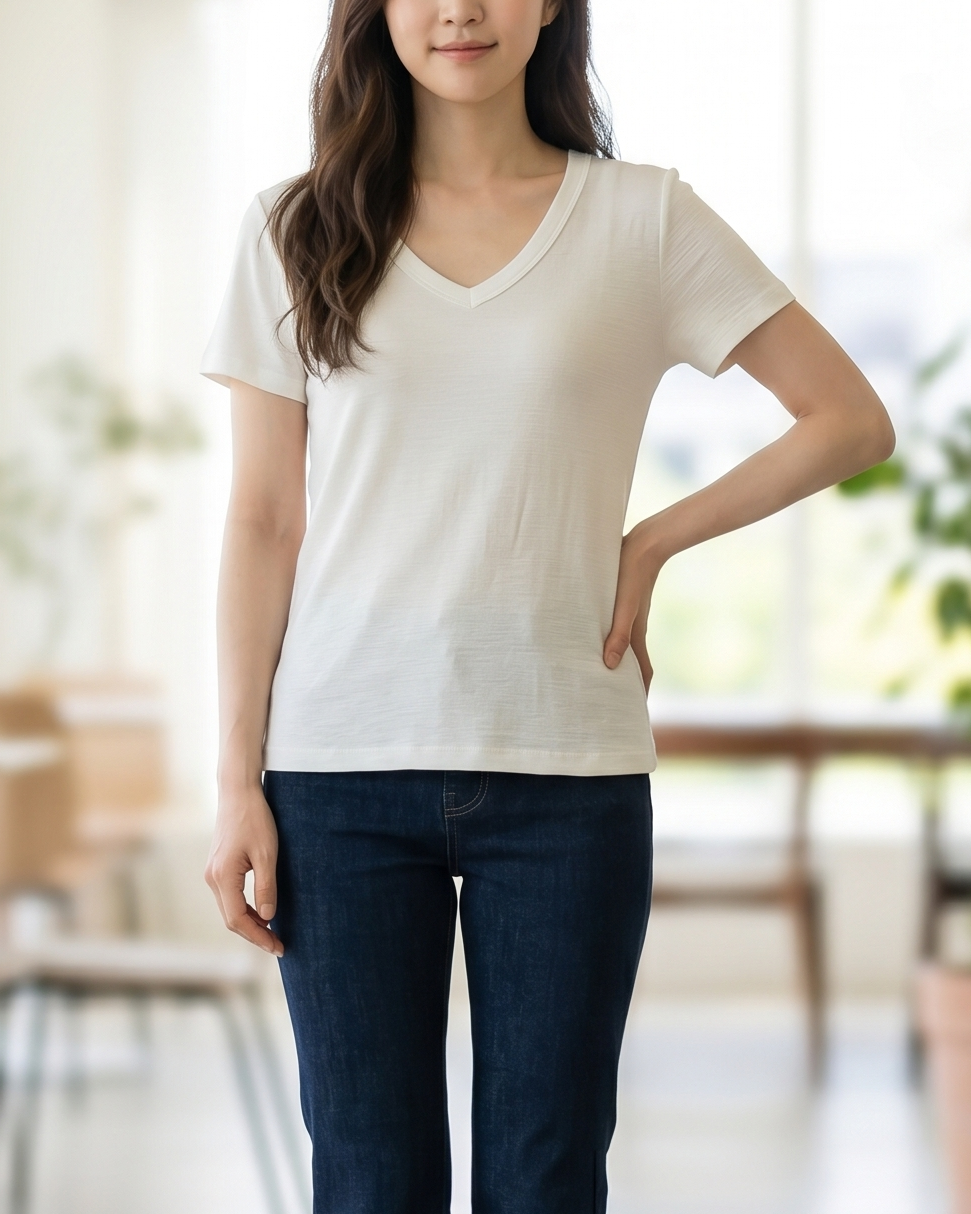 NK651 V領彈性天絲Tee