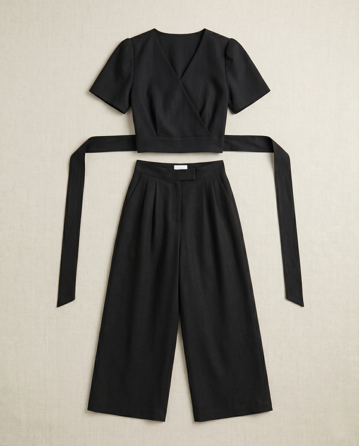 NK552 V領綁帶高腰褲套裝