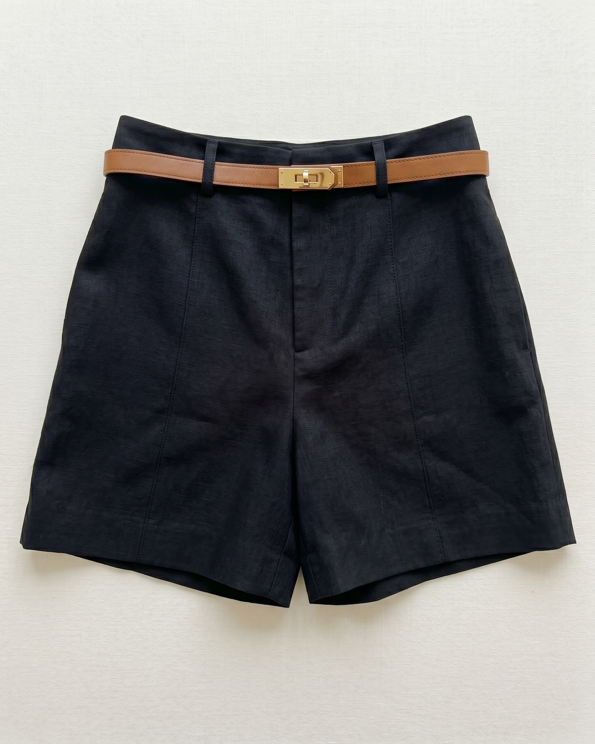 NK644 挺身麻質短褲 (連腰帶)