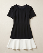 NK546 撞色收腰連衣裙(連腰帶)