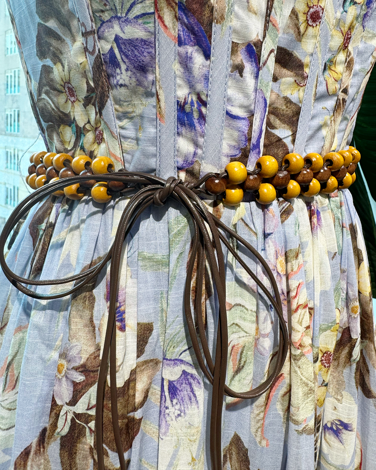 NK500 吊帶修腰連身花裙(連特色腰帶)