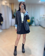 NK312 反袖拼色西裝中褸