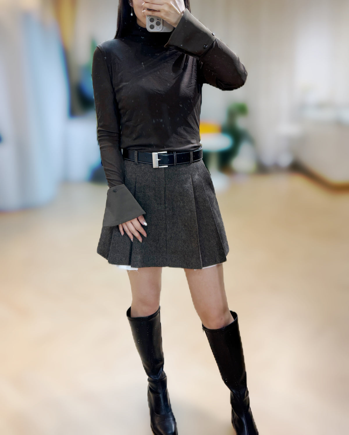 NK314 軟紗樽領打底上衣（手袖可拆）