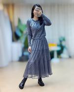 NK316 水晶蝴蝶結羊毛針織輕紗套裙