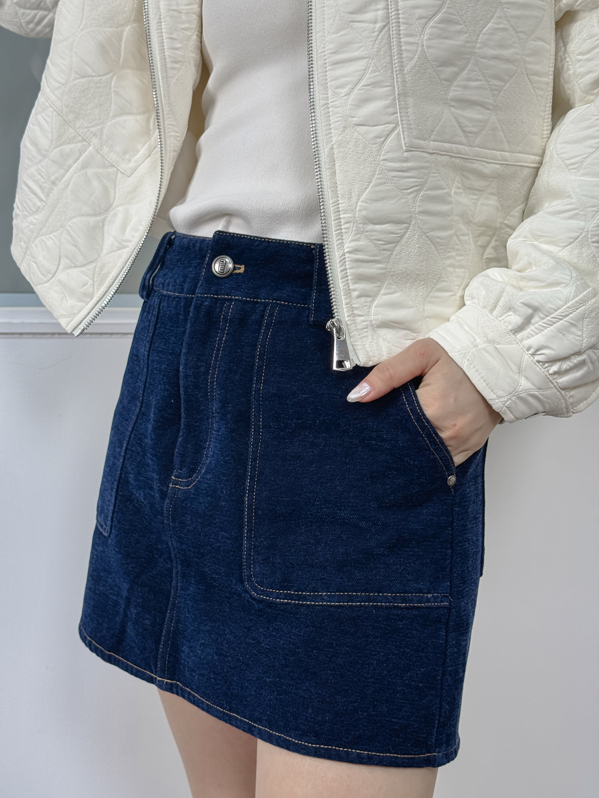 NK369 牛仔明線半截裙