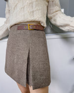 NK377 毛呢高叉裙褲