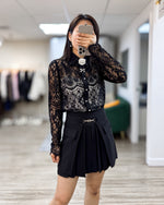 NK417 蝴蝶結玫瑰領Lace襯衫