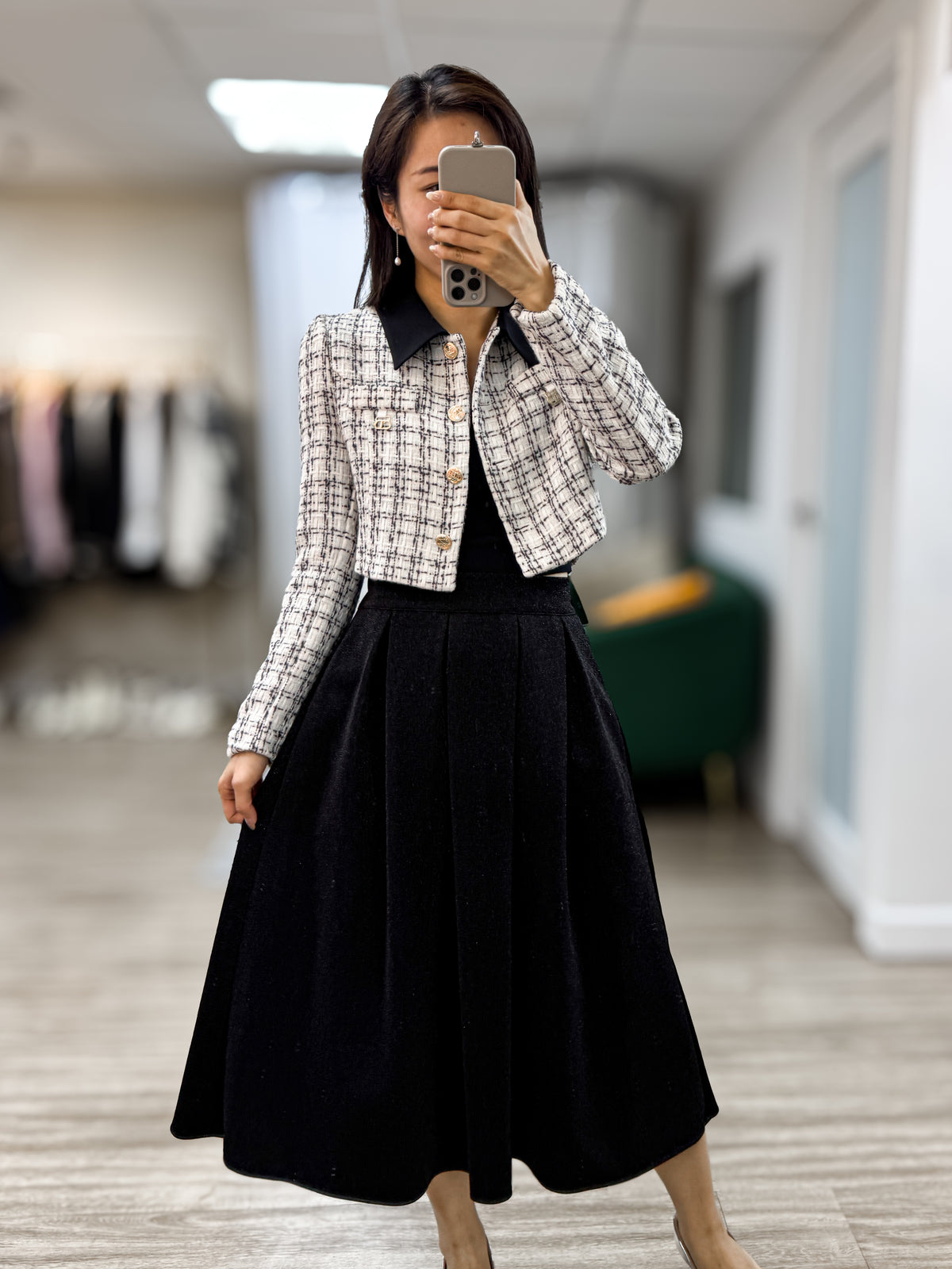 NK428 格紋Tweed短外套