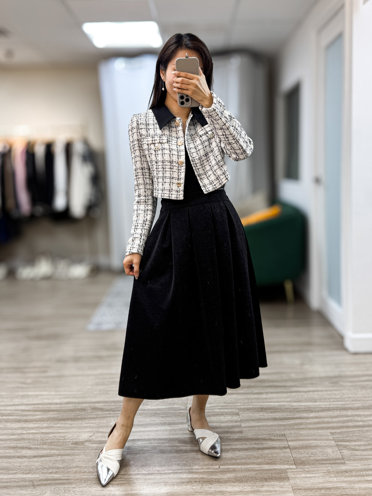 NK428 格紋Tweed短外套